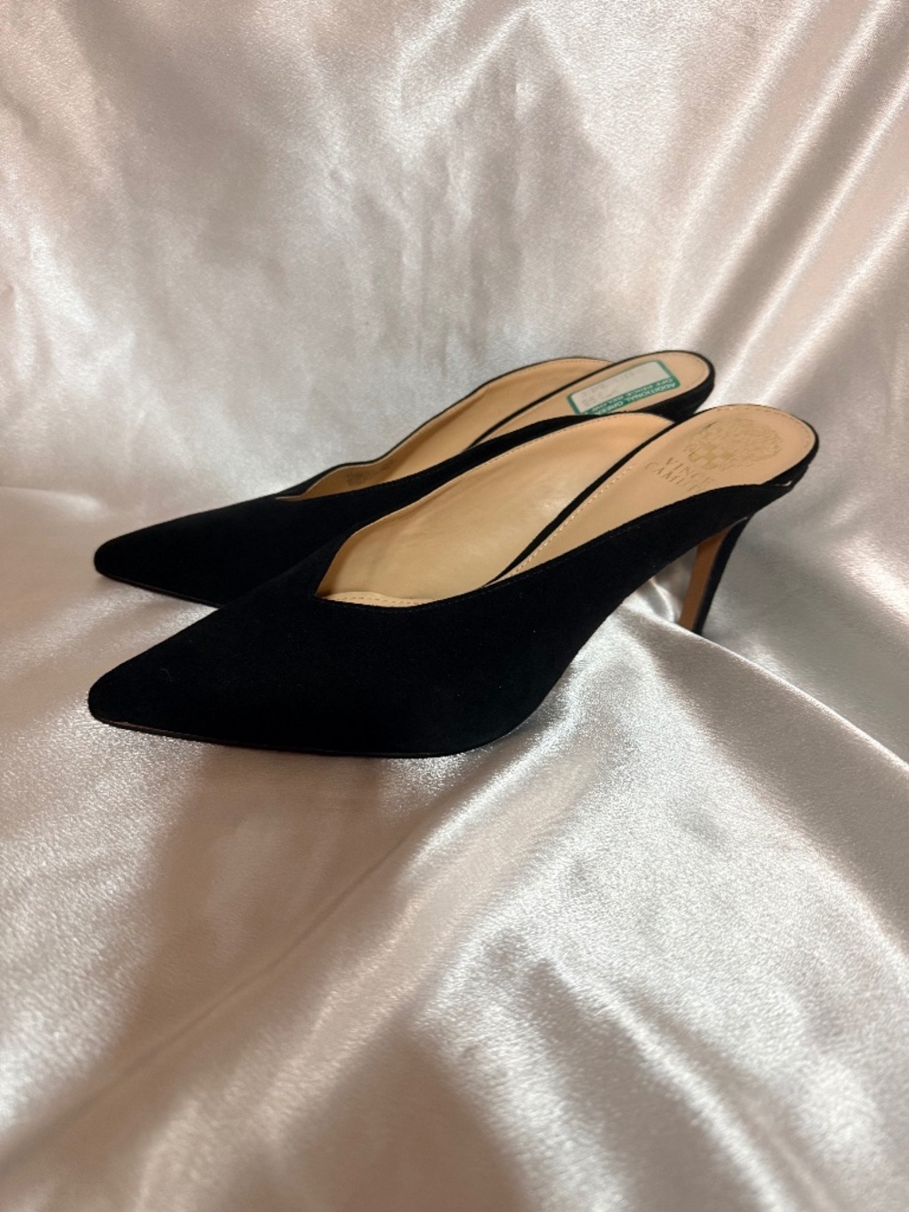 Vince Camuto BERODIE Black Suede Pointed Toe Mule Heels Size 11M